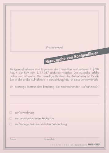 MED+ORG | Herausgabe von Röntgenfilmen