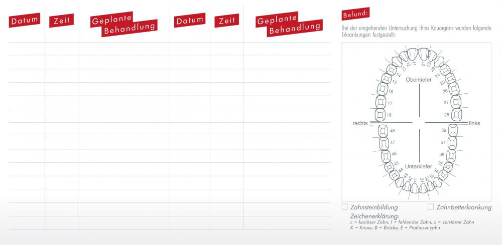 MED+ORG | Terminkarte Dental mit Eindruck