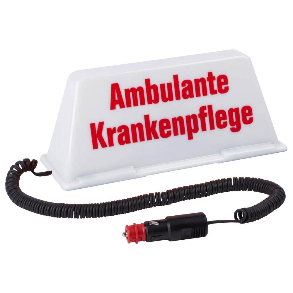 Dachschild Ambulante Krankenpflege weiß / rot (beleuchtet)