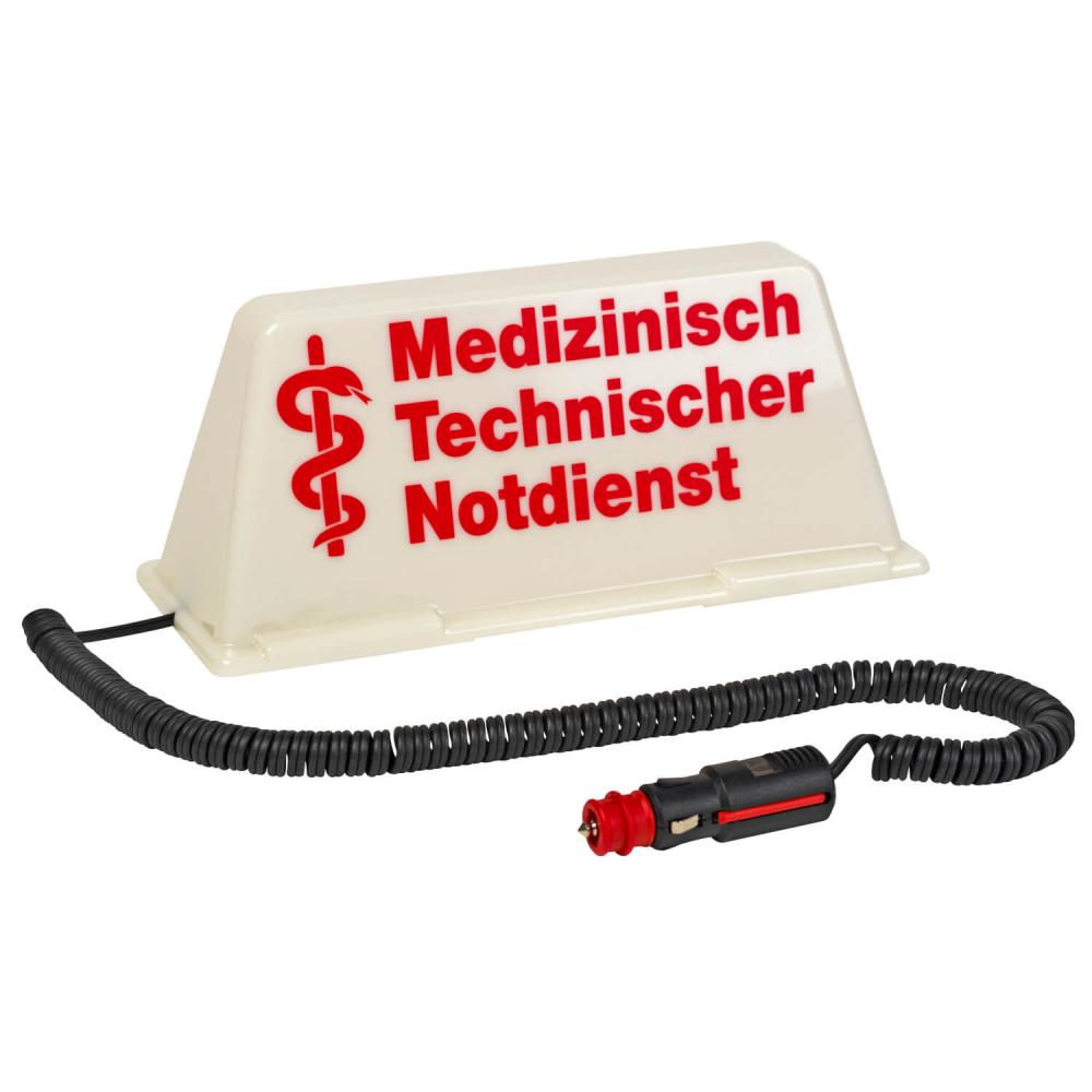 Dachschild medizinisch-technischer Notdienst weiß / rot (beleuchtet)