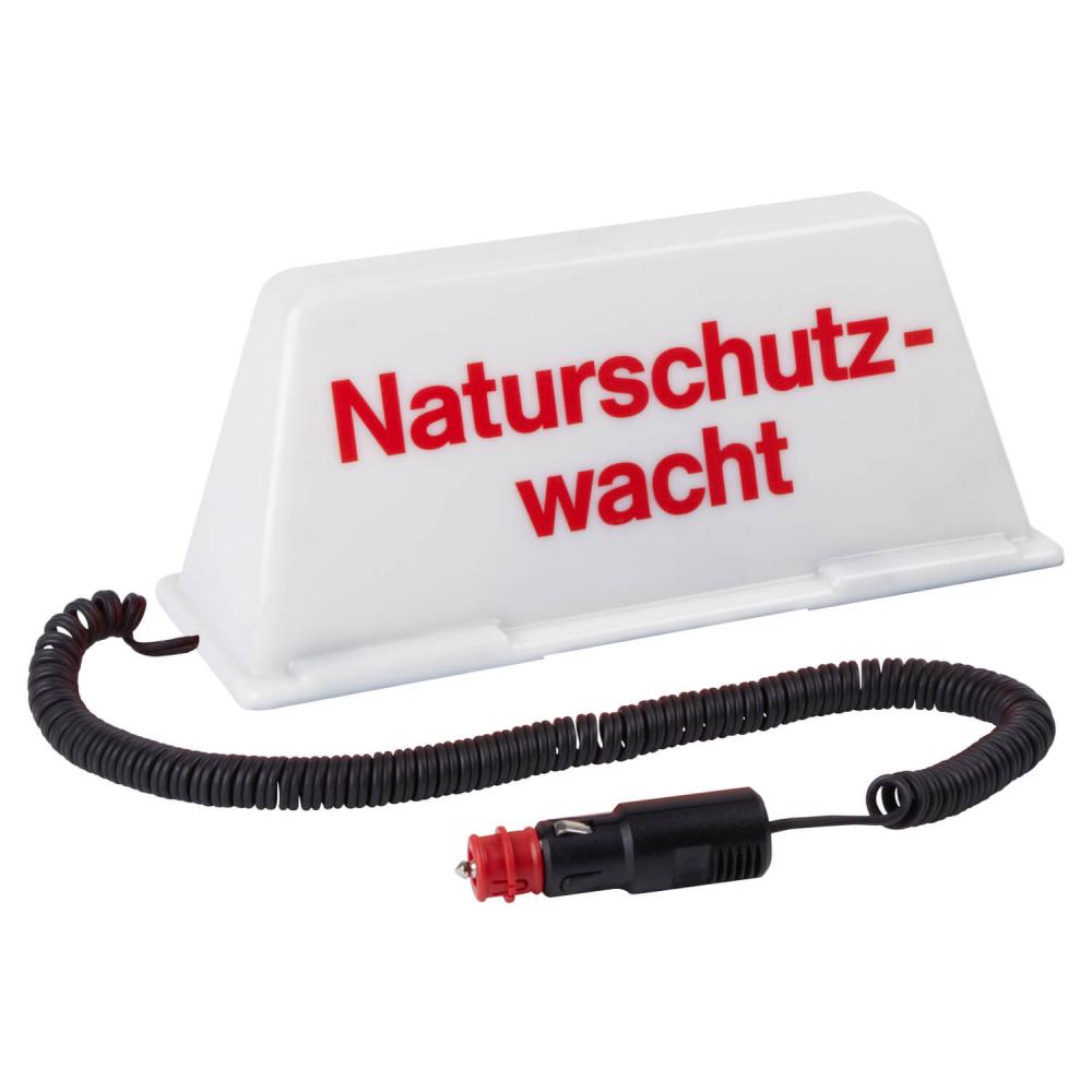 Dachschild Naturschutzwacht weiss rot beleuchtet