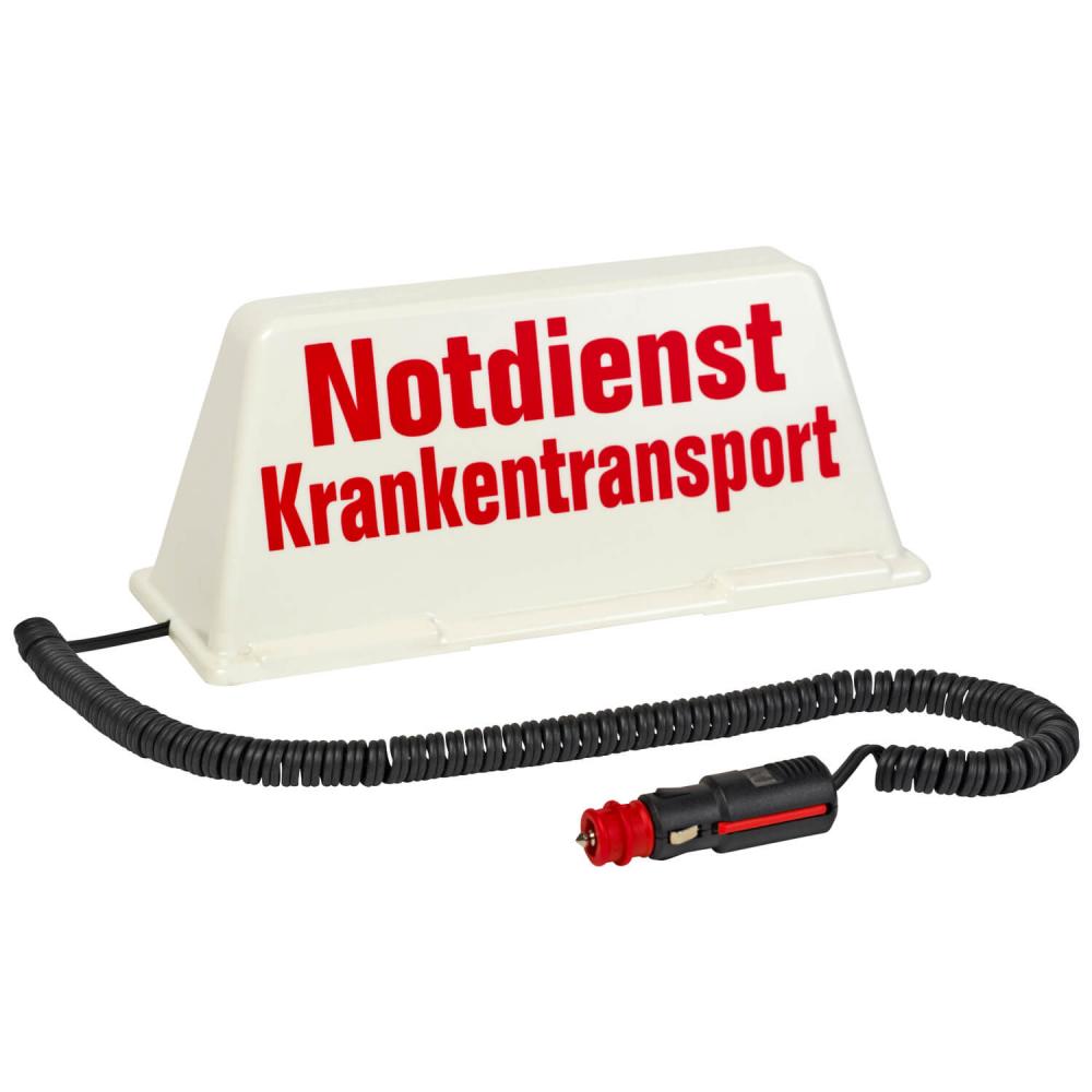 Dachschild Notdienst Krankentransport weiß / rot (beleuchtet)