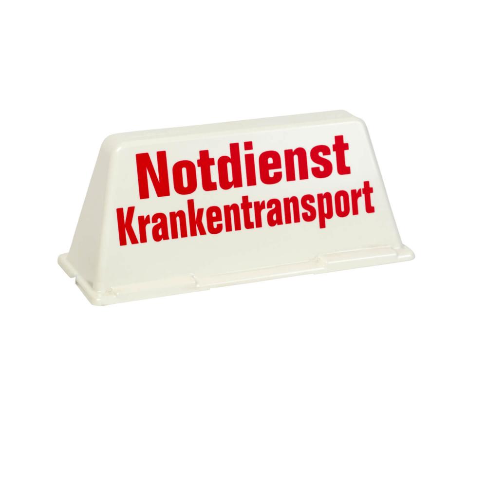 Dachschild Notdienst Krankentransport weiß / rot (unbeleuchtet)