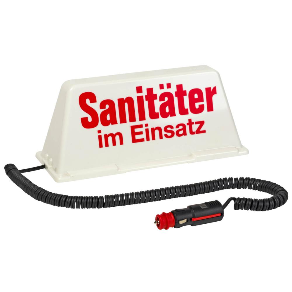 Dachschild Sanitäter im Einsatz weiß / rot (beleuchtet)