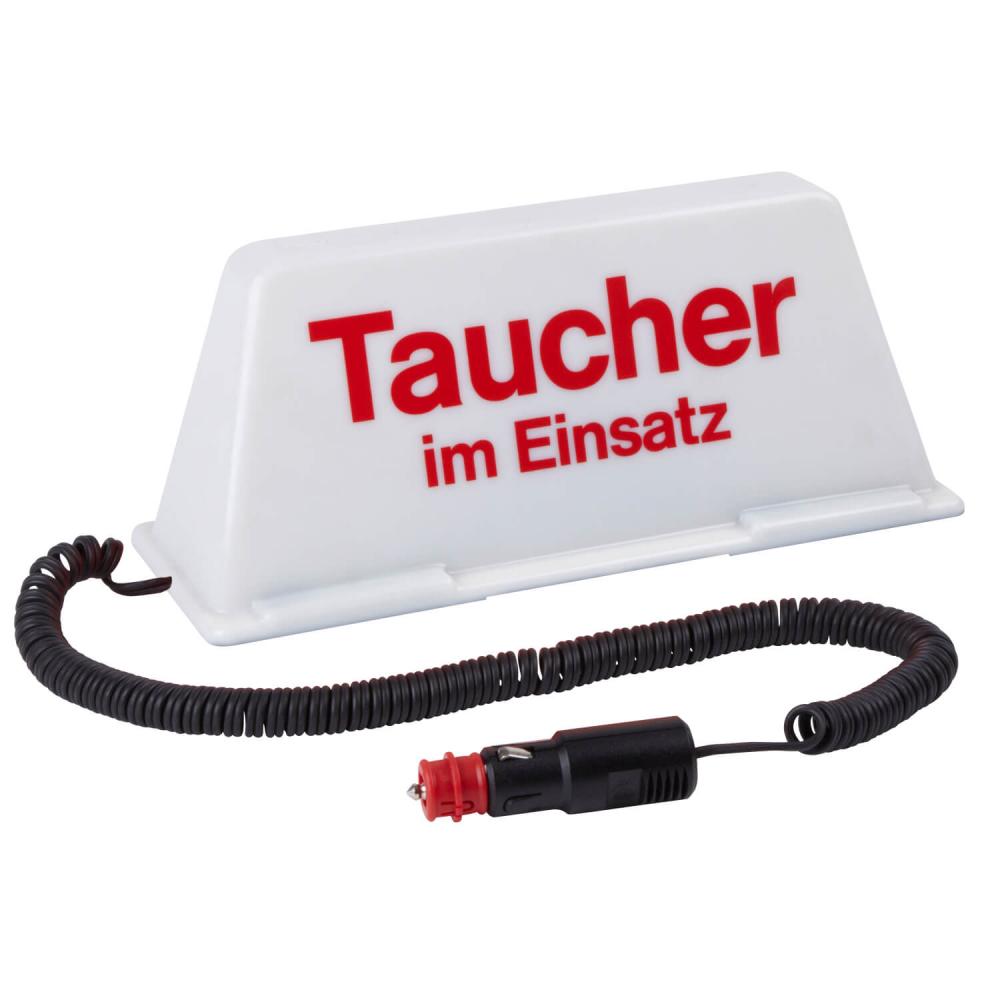 Dachschild Taucher im Einsatz weiss rot beleuchtet