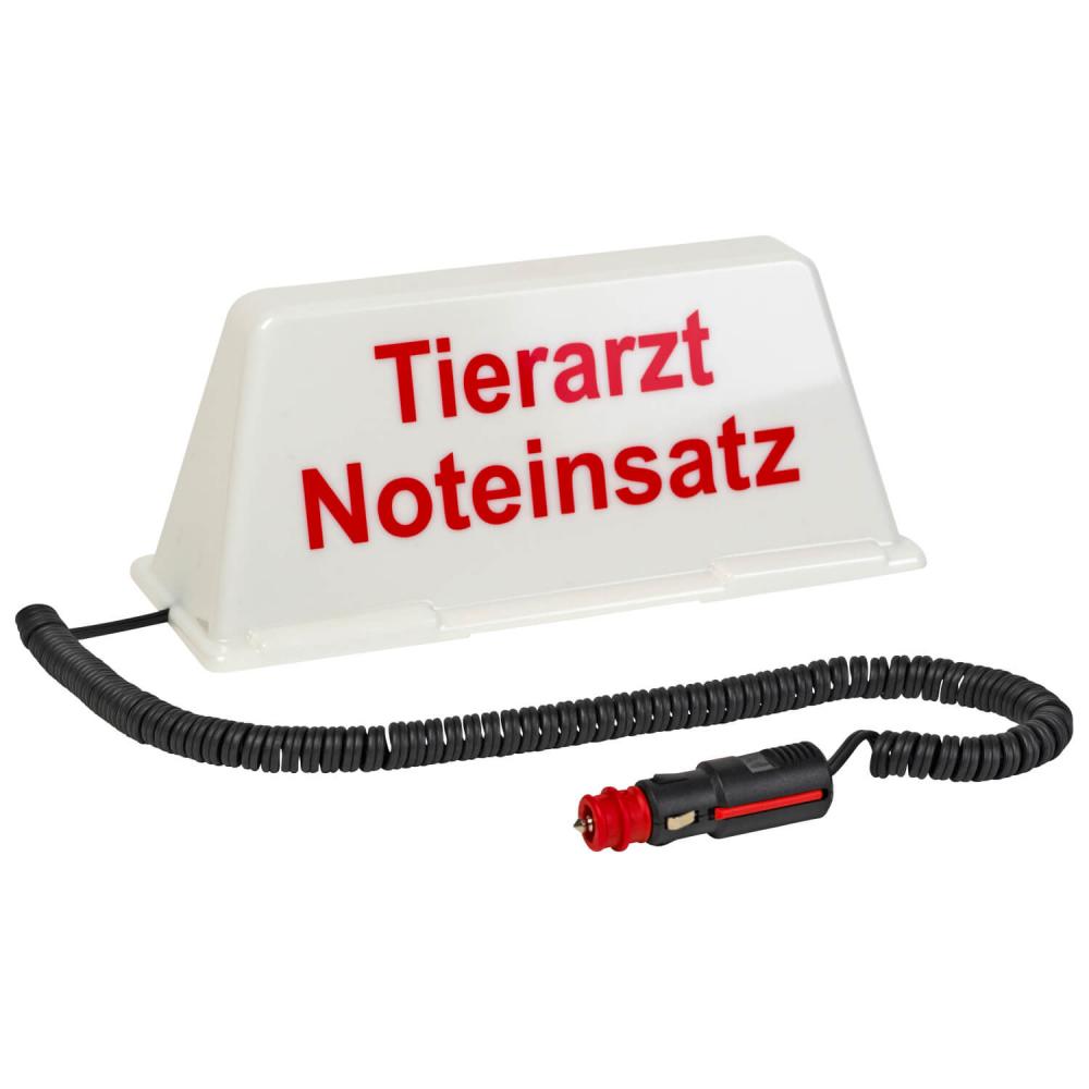 Dachschild Tierarzt Noteinsatz weiss-rot beleuchtet