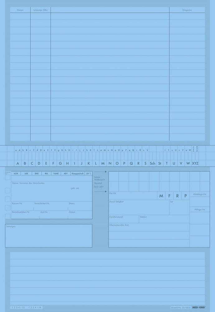 MED+ORG Karteikarte ALPHAsafe A5 Standard (blau)