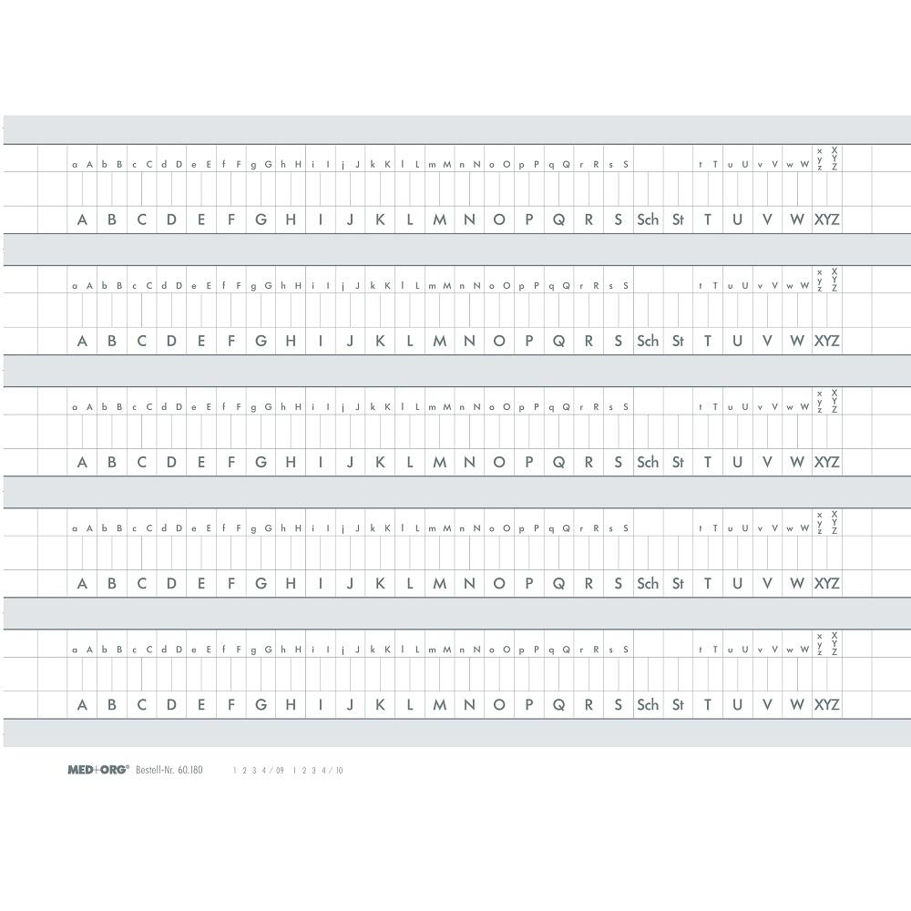 MED+ORG | Alphabetleisten-Aufkleber A5 (PP)