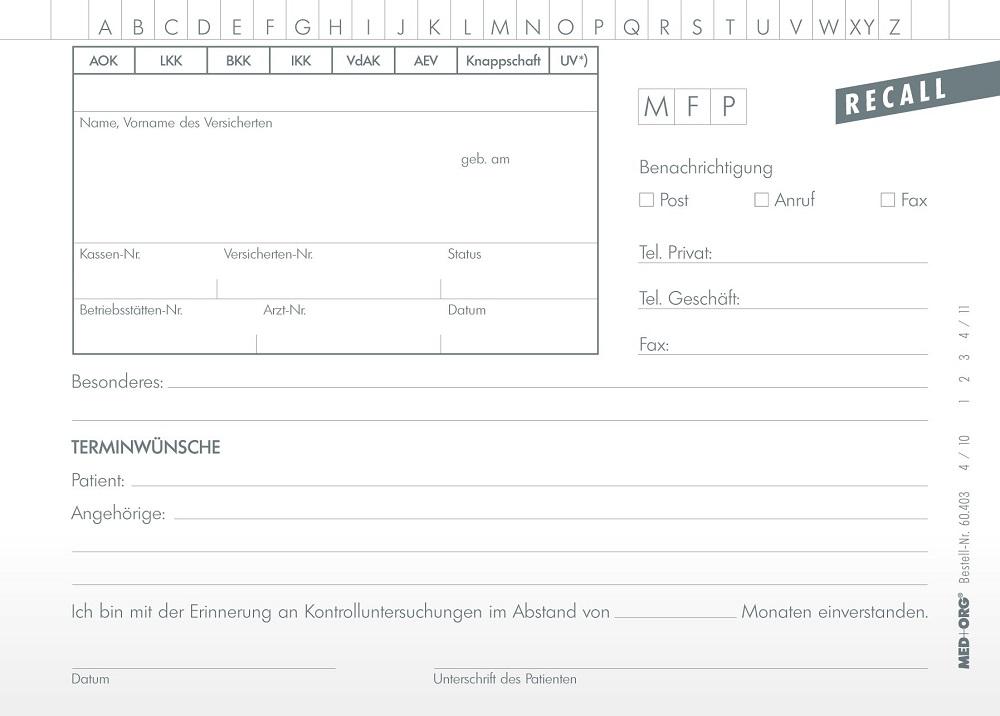 MED+ORG | Patientenkarte (Recall)