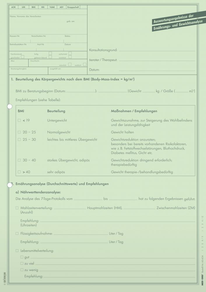 QUETHEB Auswertungsergebnisse der Ernährungs- und Gewichtsanalyse