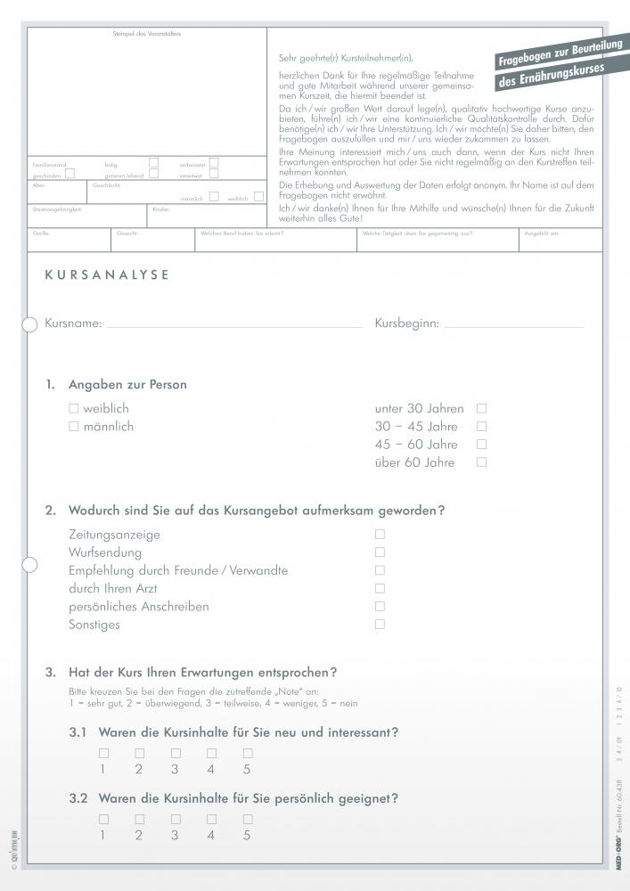 QUETHEB Fragebogen Beurteilung Ernährungskurs