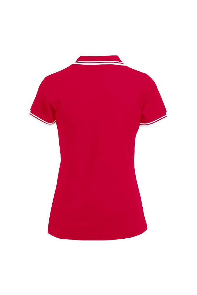 PROMODORO | Damen-Polo-Contrast-Stripes (fire red / white)